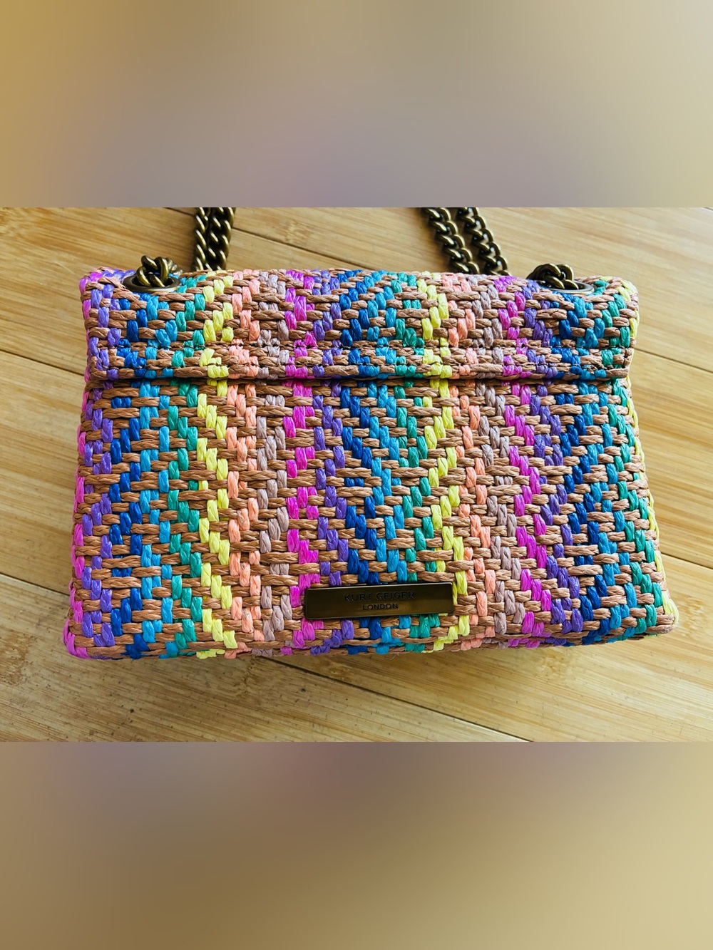 Kurt Geiger Multicolor Woven Chain-Handle Shoulder Bag - Picture 6 of 9